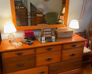 Maple dresser and mirror