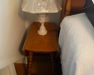 Alabaster Lamp / Small Maple Drop-Leaf Table