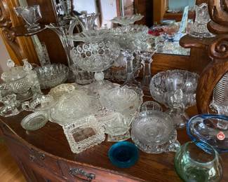 Assorted cut and press glass
