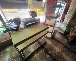 Warehouse shelves Tile saw in mitre saw.