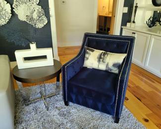 Pair of nailhead trim cobalt chairs