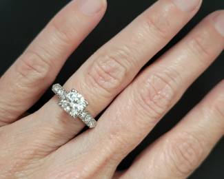 1.25 Carat Center Diamond Engagement Ring in Platinum