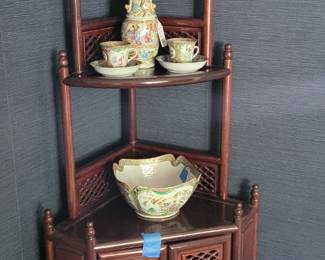 Vintage wood etagere 