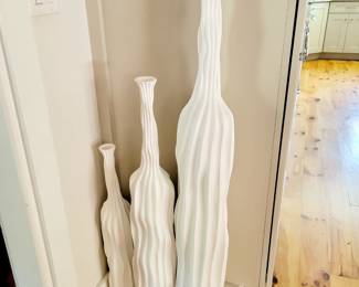White decorative floor vases