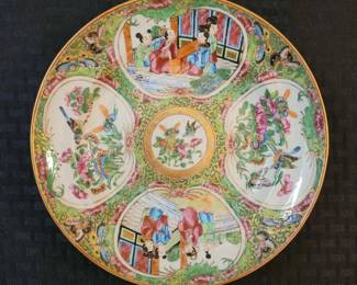 Circa 1850 Antique Rose Medallion Chargers and plates in pairs 