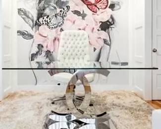 Chanel mirrored desk glass top
