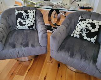 Pub style arm chairs - office, Chanel decorative pillows 