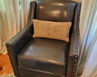 Nailhead trim leather chair 