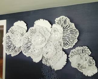 Large white metal flower wall art by Phillips Collection