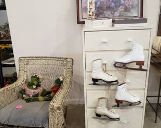 Vintage Chair
Chest of Drawers 
Ice Skates