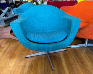 Overman Mid-Century Modern Swivel Lounge Chairs