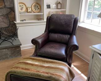 Leather chair and ottoman