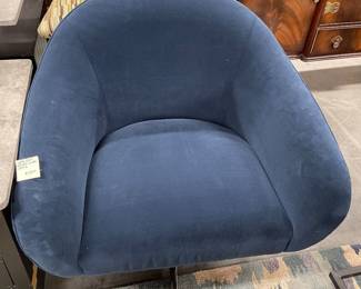 blue velvet swivel chair matching pair