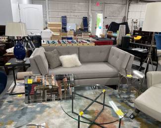 79x38 grey tweed Sloan West Elm sofa