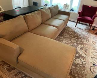 ROWE 89"  LONG SOFA WITH CHASE AND SIDE CHAIR FEATHER STUFFED PILLOWS