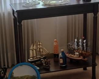 Sofa Table, Candle Holders, Nautical Items