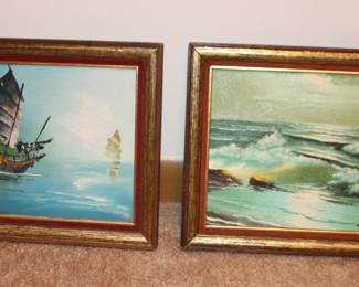 Oil Paintings of Ship and Ocean Signed