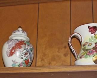 Pottery Vase, Ginger Jar and Birdhouse