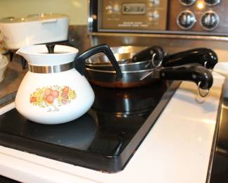 Corning Ware Tea Pot and Reverware Pans
