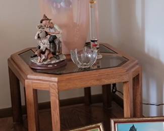 End Table, Art Work, Lamp Figurine Man Teaching boy to Fish.