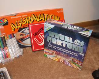 Agravation, Uno and wheel of Fortune Games Art Pencils