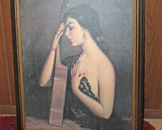 Framed Art Lady and Violin