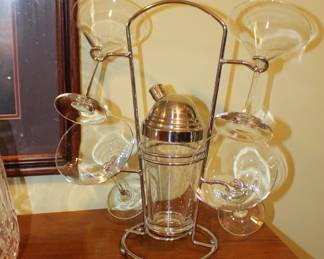 Cocktail Shaker and Martini Glass Cocktail Set