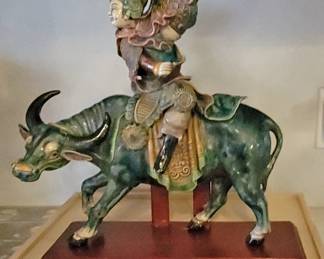 Chinese Roof Tile with Bull and Warrior