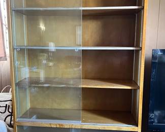 PPE041- Wooden Bookcase With Sliding Glass Doors 