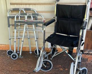 PPE024- Wheel Chair & (2) Mobility Walkers