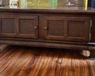 PPE051- Bernhardt Wooden Coffee Table With Woven Pattern Accents 