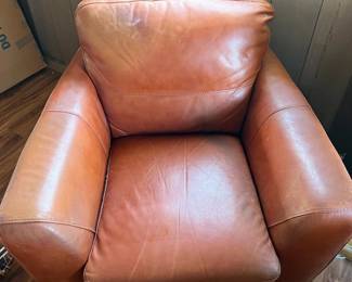 PPE059- Terracotta Colored Leather Like Arm Chair