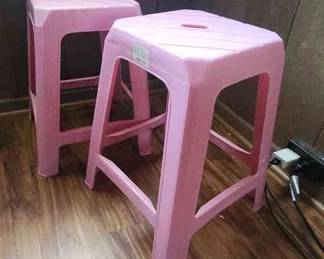 PPE067 - Pair Of Pink Plastic Stools