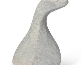 297
An Inuit Carved Stone Polar Bear Figure
1973
Incised signature and date near base: Ayek / 73
Possibly Sylvester Ayek (20th century, Inuit), the bear head with long neck craned to the left
7.125" H x 5.5" W x 5.375" D
Estimate: $100 - $200