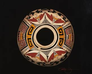 149
Patricia Dobson
b. 1947
Pottery Vessel
Mixed media on Strathmore paper
Signed lower right: Patricia Dobson
Sight: 29.5" H x 29.5" W
Estimate: $700 - $900