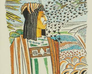 7
Everett Gee Jackson
1900-1995
"Hiawatha And The Iroquois Wampum" Illustration From "Indian Legends," Circa 1968
Ink and graphite on illustration board
Signed, titled, and inscribed in pencil in the lower margin: Everett Gee Jackson
Image: 6.75" H x 6" W (irreg.); Board: 14.875" H x 9.875" W
Estimate: $800 - $1,200