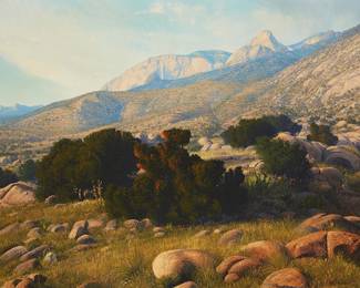 182
Curt Walters
b. 1950
California Landscape
Oil on canvas
Signed lower right: Curt Walters
34" H x 50" W
Estimate: $10,000 - $15,000