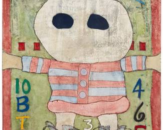 34
Natalie Skynear
b. 1944
"Unruly Son"
Mixed media on canvas laid to panel
Signed lower left: Natalie Skynear; signed again, twice, and titled, all verso; titled again on a gallery label affixed verso
27.5" H x 22.5" W
Estimate: $800 - $1,200