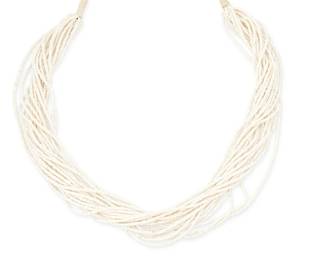 238
A Pueblo-Style Multistrand Heishi Necklace
Mid/late 20th century; Southwestern United States
Appears unmarked
Comprising a nineteen strand fine shell bead necklace with a traditional wrapped neck cord
32" L
Estimate: $500 - $700