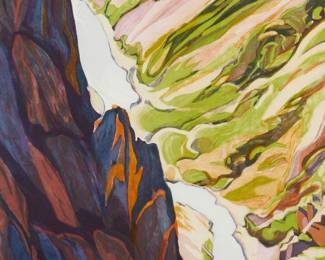 168
Susan Shatter
1943-2011
"River Canyon," 1983
Lithograph in colors on wove paper
Edition: 16/40
Signed, dated, and numbered in pencil lower right: Shatter
Sight: 40.75" H x 18.375" W
Estimate: $700 - $900