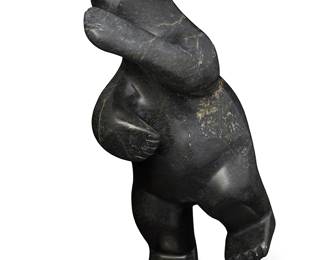 289
Johnny Lee Pudlat (B. 1971, Inuit; Cape Dorset/Kinngait)
A carved stone dancing bear, 2001
With incised signature in syllabics under right foot proper
The carved serpentine bear figure with incised details
10.125" H x 5" W x 4.5" D
Estimate: $400 - $600