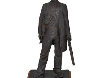 171
Gary Ernest Smith
b. 1942
"Wyatt Berry Stapp Erp"
Patinated bronze on wood plinth
Signed and titled in the casting: © Gary Ernest Smith
Overall: 23.5" H x 11.75" W x 8.625" D
Estimate: $2,000 - $3,000