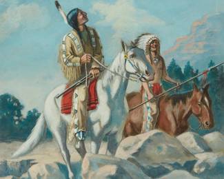 42
Florence Cramer
1883-1962
Riders On Horseback, 1925
Gouache and watercolor on paperboard
Signed twice and dated lower left: Cramer
Sight: 14.25" H x 11.5" W
Estimate: $600 - $800