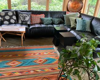 Black leather sectional