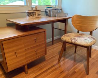 Mid Century, Brown Saltman desk and chair