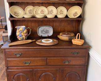 Vintage Mid-Century Hutch , Vintage Dishes