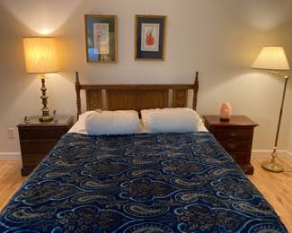 Vintage Queen Size Bed & Night Stands. 