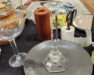 pair of Val St. Lambert crystal candlesticks