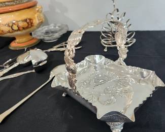 Pair Point silverplate cake tray