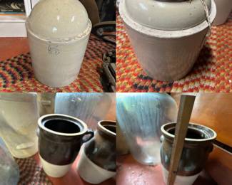 Crocks Red Wing Union #5 Gallon Shoulder Jug Stoneware Pottery, Antique Pottery Butter Churns, Looks like Robinson Ransbottom Brown and White, 